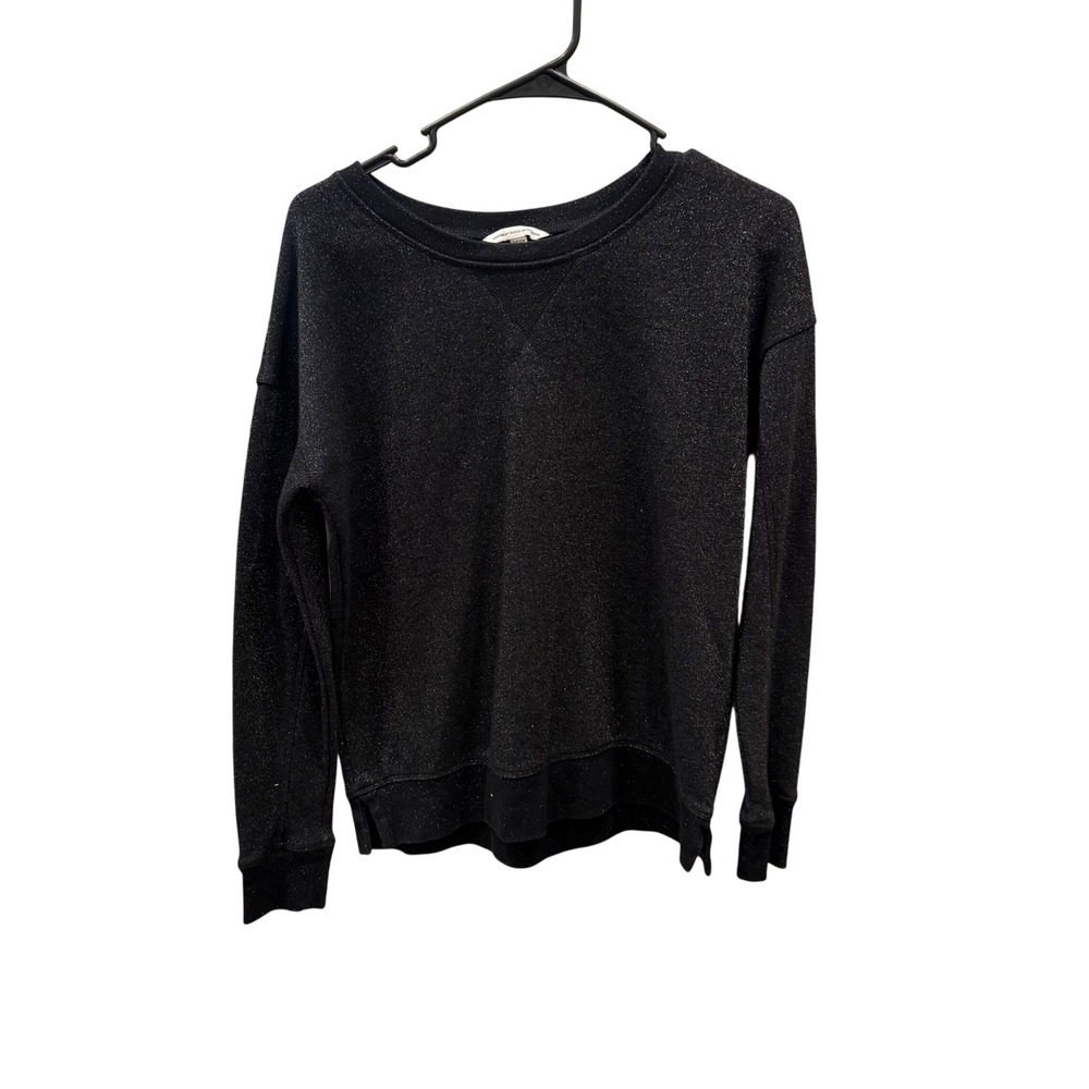 American Eagle Black Metallic Shimmer Crewneck Sweatshirt Womens Small Sparkle